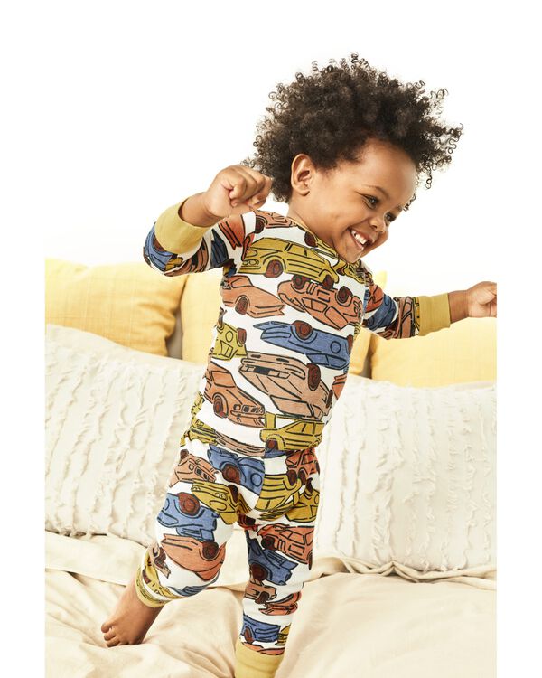 Baby 4-Piece Stripes & Cars 100% Snug Fit Cotton Pajamas